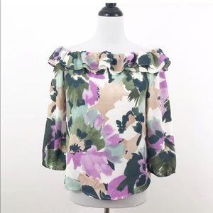 J. Crew Floral Off Shoulder Blouse Top